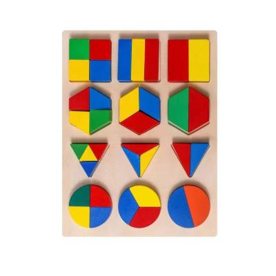 China Earlier Education Eco-friendly wooden material early childhood education math learning toy recognition geometric board wooden shape puzzle for sale