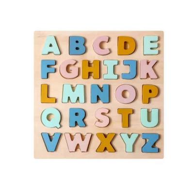 China Cartoon Toy Hot sale wooden puzzle macaron color small fresh wooden letter board Children's toys Educational learning toys for sale