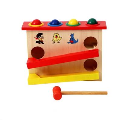 China Percussion toy High quality educational toys, wooden double roller ball hammer for infants and toddlers for sale