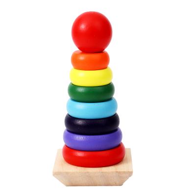 China Building toys Puzzle class stacked early childhood education building blocks rainbow tower for sale