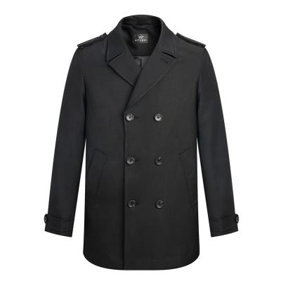 China Wholesale Men's Check Black Coffee Coat Fashion Long Formal Breathable Woolen Coats for sale