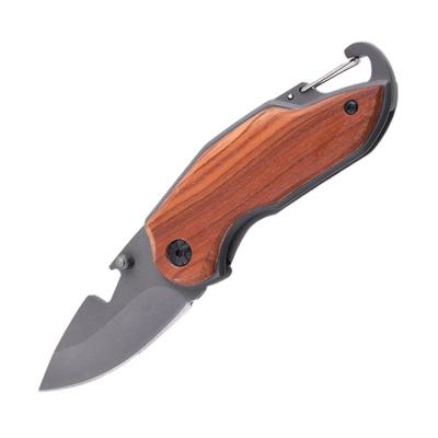 China EDC Tool Outdoor Self Defense Survival Slide OEM Carabiner Stainless Steel Pocket Knife Custom Folding Open Wood Pocket Knives for sale