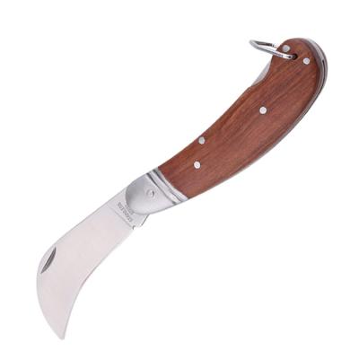 China High Quality Slide Stainless Steel Survival Service Tactical Pocket Wooden Knives Self Defense Key Chain Open Hike Camping Rise Knife for sale