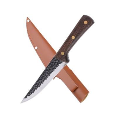 China Stylish Outdoor Hunting Non-variable Hammered Pattern Boning Fixed Blade Kitchen Butchers Knives China Military Survival Knife For Butchers for sale