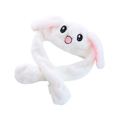 China Newest Design Plush Pink Bunny Moving Ear Rabbit Hat Unisex Cute Plush Animal Head Shape Custom LED Night Light Rabbit Plush Hat for sale