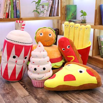 China Unique Plush Ladies Gifts Wholesale Custom Welcome Stuffed Hamburg Plush Pillow Sausage Pillow Plush Drink Bottle Plush Pillow for sale