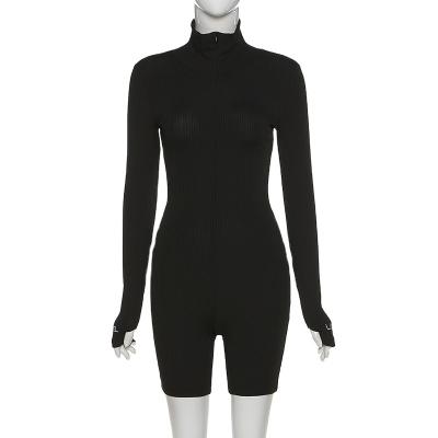 China Anti-static new style sexy jumpsuits for woman solid casual zipper slim playsuits for sale