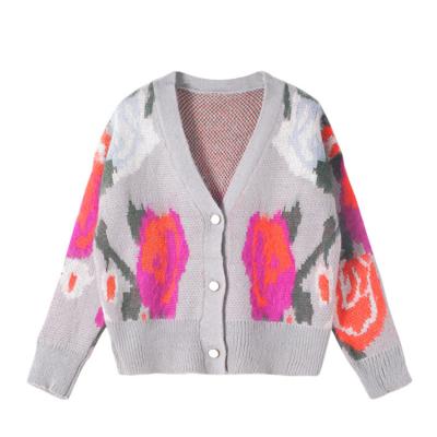 China 2020 OEM Service Anti-pilling Style 12 Floral GG Fashion Loose Women Open Out Sweater Coat for sale