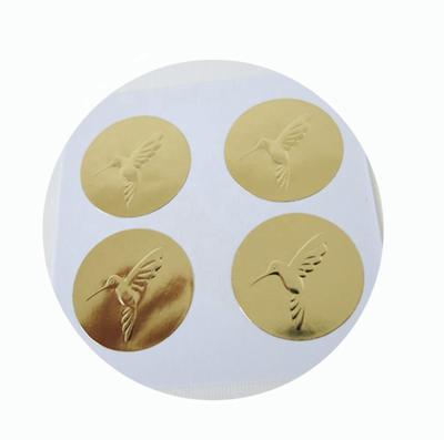 China China Custom High Quality Waterproof Adhesive Gold Foil Stickers Business Embossed Round Logo Labels for sale