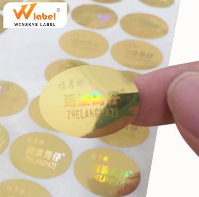 China Hot Selling Anti-Counterfeiting Custom Destructive One Time Use Laser Hologram Paper Labels Stickers For Medicine Wine Clothing for sale