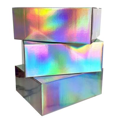 China Recyclable Custom Logo Cardboard Gift Cardboard Holographic Luxury Corrugated Shipping Packaging Paper Box For Wig for sale