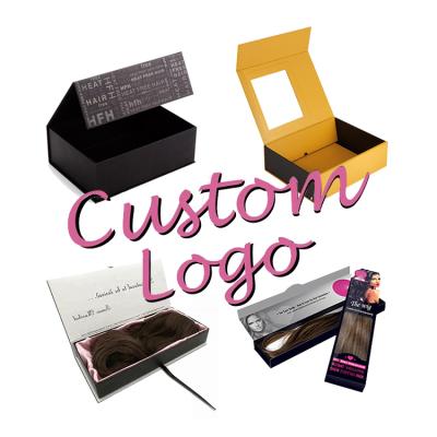 China Luxury Recycled Materials China Cardboard Shipping Custom With Logo Products Rigid Paper Hair Extension Wig Hair Weave Packing Gift Box For Package for sale