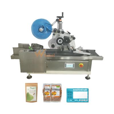 China Dongguan WINSKYS automatic desktop pouch food doypack bag top flat surface label sticker applicator machine for card for sale