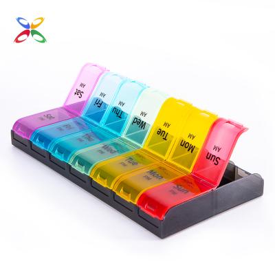 China Cheap Wholesale Custom Eco-Friendly Weekly Pill Organizer 7 Day Pill Case AM P.M. Large Size Pill Tablet Box for sale