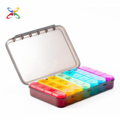 China OEM Eco-friendly Weekly Hot Sales Pill Organizer Custom Amazon Logo 7 Day Pill Case Plastic Organizer 4 Times A Day 28 Compartment Pill Box for sale