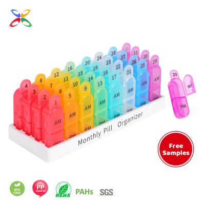 China Eco-Friendly Monthly Pill Organizer High Quality Large 31 Day Am P.M. Pill Organizer Medical Pill Storage Case Box. for sale