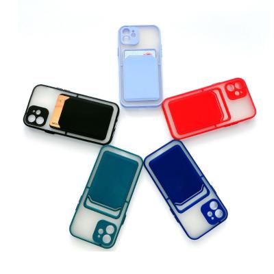 China Clear Matte Smoke Cell Phone Cover PC TPU Card Holder Cell Phone Case Shockproof Case for Samsung for xiaomi for sale