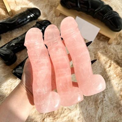 China Europe Natural Rose Quartz Crystal Dildo Crystal Penis Carved Crystal Yoni Massage Wand Gemstone Self-love Wand Root Chakra Healing for sale