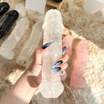 China Europe Natural Clear Quartz Crystal Dildo Crystal Penis Carved Crystal Yoni Massage Wand Gemstone Self-love Wand Root Chakra Healing for sale