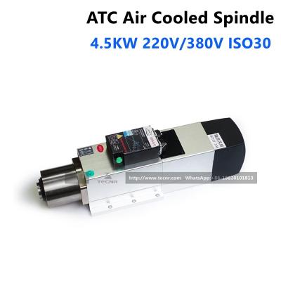 China 4.5KW ATC air cooled spindle motor 24000RPM ISO30 220V 380V Automatic Tool Change spindle for woodworking replace HSD for sale