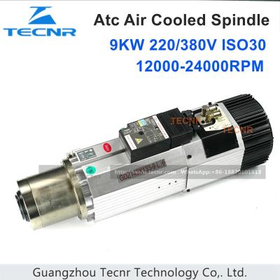 China 9KW ATC air cooled spindle motor 24000RPM ISO30 220V 380V Automatic Tool Change spindle for woodworking replace HSD for sale