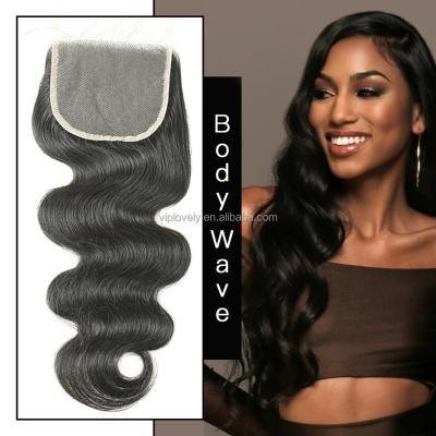 China Viplovely Human Hair #1B 4x4 HD Lace Closure Transparent 100% Thin Body Wave for sale