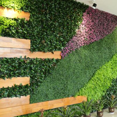 China Latest Design Decorative Leaves Easily Assembled Artificial Grass Wall For Decor for sale