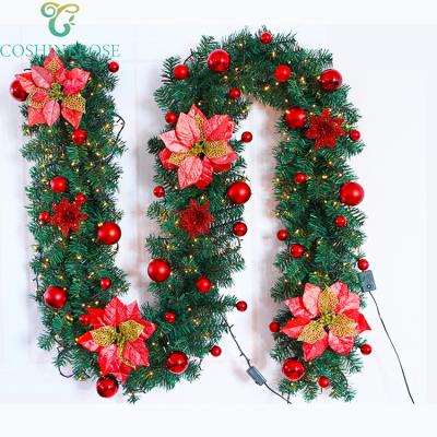 China New Coshinerose 2021 Widely Used Decorative Christmas Ornaments Pine Garland Vine Indoor Outdoor Decor 270cm for sale