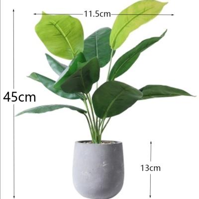 China Wholesale 45cm Widely Used Artificial Green Turtle Back Tree Leave Artificial Potted Plants For Home Decor for sale