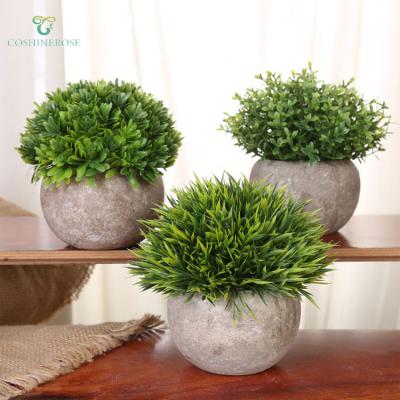 China Natual Mini Potted Plant Contact Newcomer 2021 in Gray Pots Artificial Plants Wood Planter Layout for sale