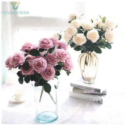 China Fashional cheap artificial flowers bouquet rose cluster flowers artificial rose for deco flowers silk for sale