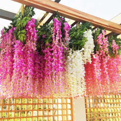 China Natual Touch 110cm Wisteria Wedding Decoration Flowers Garland Faux Silk Wisteria Flower Wall Hanging for sale