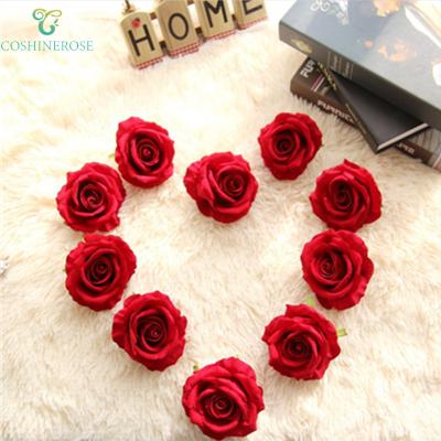 China Fashional Diameter 10CM Flower Head Simulation Rose Head Velvet Material Artificial Flower Rose Head for sale