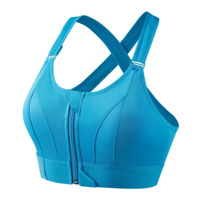 China Sustainable Women's sports bra top Pre-workout zipper women's underwear running push up underwear plus size for sale