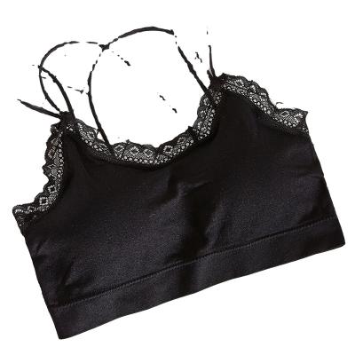 China Anti-pilling hot-sale products spaghetti strap comfort  ventilate lace edge whole colored   seamless bra for sale