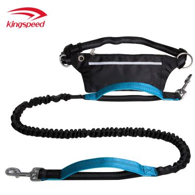 China Comfortable Padded Mobile Phone Pocketdouble Handle Pet Leash Exercise Walking On Jogging Increasing Hands Free Dog Leash for sale