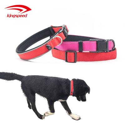 China Sustainable Pet Supplies Nylon Reflective Neoprene Padded Dog Collar Harness for sale