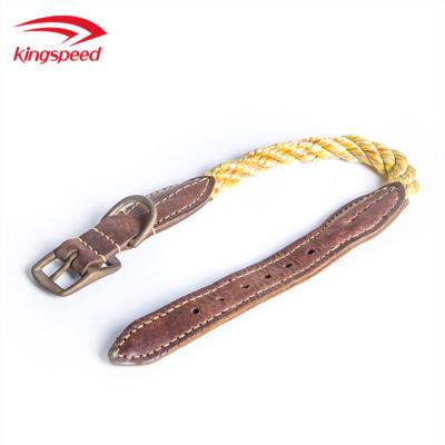 China Viable Nylon Rope Adjustable Strap Genuine Leather Dog Collar for sale