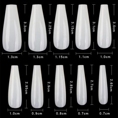 China ABS 600Pcs/Bag Natural Clear Fake French Coffin Coffin Nail Long Tips T Shape Full-Cover Artificial Nail Art Coffin Tips for sale