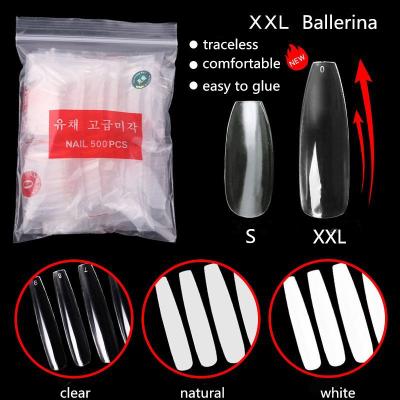 China French 500 Pcs/Bag Ballerina Long False Nail Tips XXL Ballerina Full-Cover Artificial Nail Art Tips NTD008 for sale