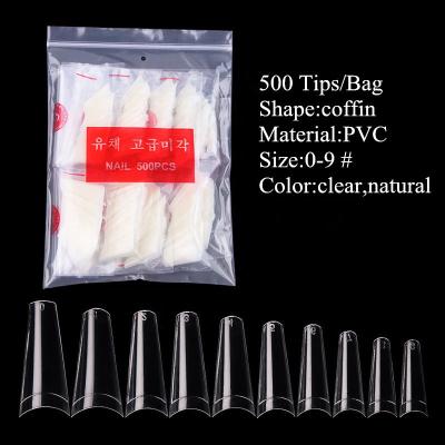 China Fake Nail Art Tips French Cow French Jeans 500 Pcs NO--Creasing Artificial Coffin Nail Tips NTD009 for sale