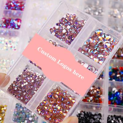 China Art Beauty DIY Crystal Flat-back Pink Custom AB Nail Diamond Jewelry AB Nails DIY Rhinestone Mixed Size Charms Nail Jewelry 3D for sale