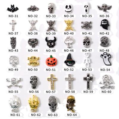 China Halloween Skull Ghost Pumpkin Nail Art Beauty DIY 3D Nail Art Rhinestone Nail Sticker Alloy Rhinestone NR029 for sale