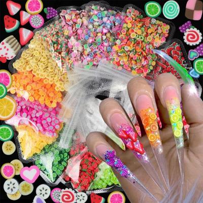 China 20+ Styles Nail Art 3D Fruit DIY Design Tiny Slices Decoration Acrylic Polymer Clay Shine Glitter Nail Sticker Beauty Slices for sale