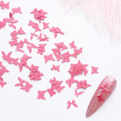 China Flower design ins hot! Butterfly Nails Colorful Wood Pulp Slices 3D Manicure Glue-on Butterfly Decal Slices NWS002 for sale