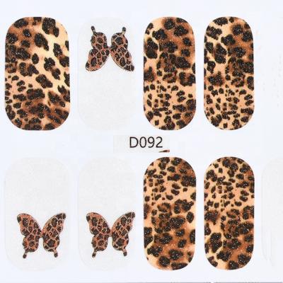 China HOT Nail Art Gel Decal Sticker NR075 Glitter Full-Cover Nail Art Beauty DIY Autumn Winter Leopard Print Nail Sticker for sale