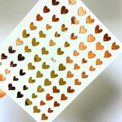 China Easy Apply 1 Pcs Gold Heart Nail Art Sticker And Decals Custom Silver Gold Heart Nail Sticker NS003 for sale