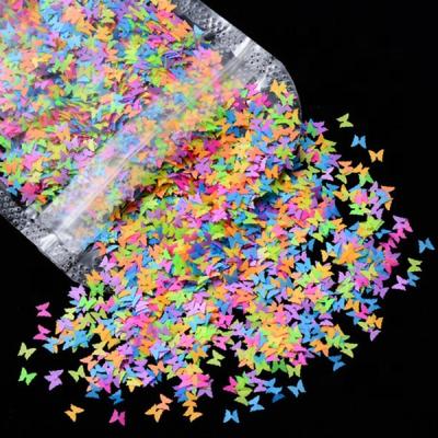 China Finger Nail Beauty Loving Heart Sequins Nail Art Glitter Bulk 5 Bag G*1 POLYESTER Butterfly Flake Neon Glitter NGB002 for sale