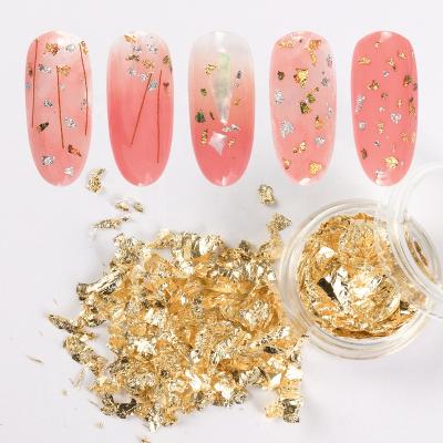 China Finger Nail Art 1 Box Gold Foil Nail Polish Foil NAF001 FoilNail Art 3D Sticker Glitter UV Gel Silver Irregular Foil UV Gel for sale