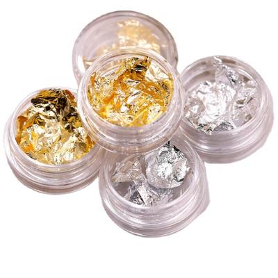 China Finger Nail Art NAF001 Gold Silver Fragmentized Foil Sticker Foil 3D Glitter UV Gel Nail Polish Decoration Foil for sale